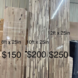 8-10-12 ft. L x 25 in. D Unfinished Hevea Solid Wood Butcher Block Countertop with Square Edge