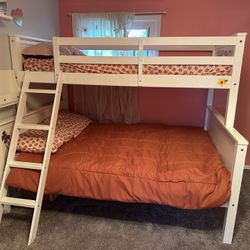 White Full and Twin Bunk Bed Set