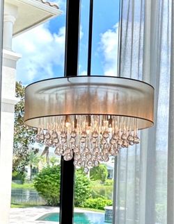 Dainolite Crystal Drum Chandelier / Lamp – Model TAM-208C-PC