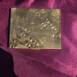 Vintage Gold Flower Toned Beauty Compact Signed Elgin American Made in U.S.A
