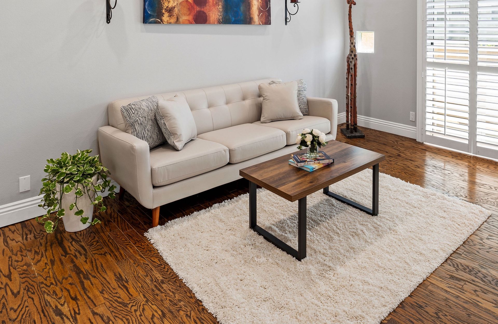 New Couch 86” Bettie Cream Faux Leather Plus Coffee Table