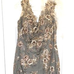 Sage Green With Gold Lace And Sequins 