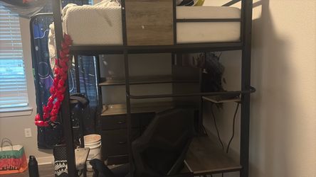 Twin loft bed with gaming desk