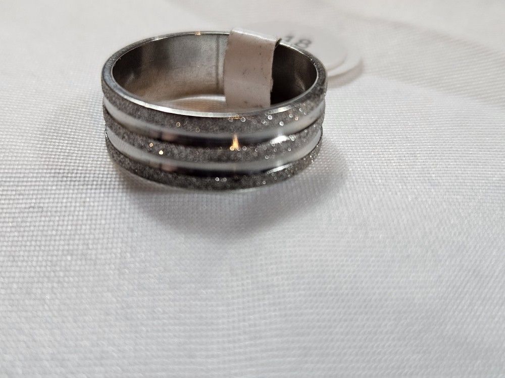 Silver Sparkling Banded Size 18 Ring