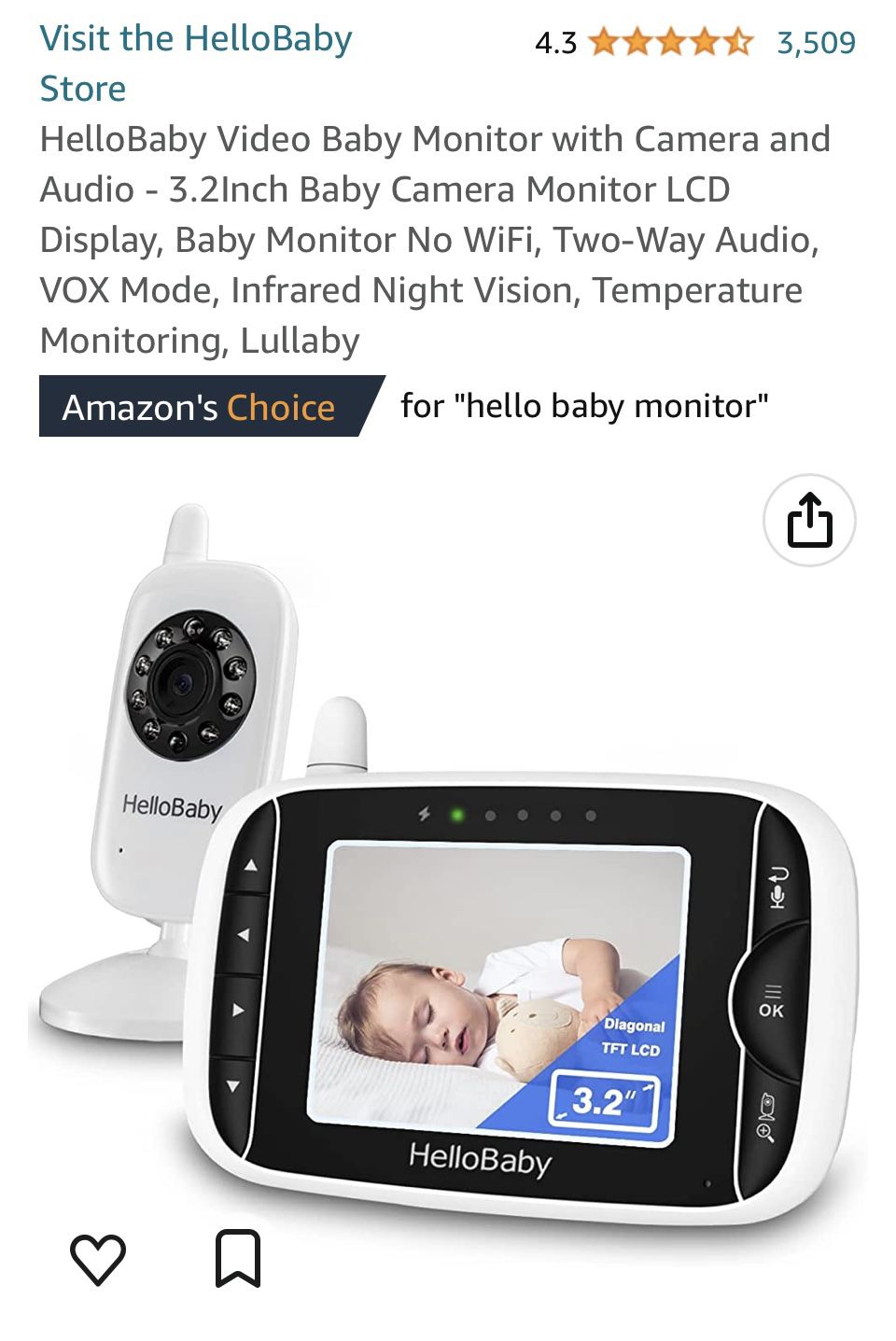 Brand New Hello Baby Video Baby Monitor