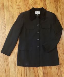 Vtg- Le Suit Petite Light-weight Black Pea Coat Size: 10P