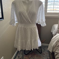 White Floral Eyelet Dress