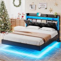 Queen Size Black Faux Leather Bed Frame