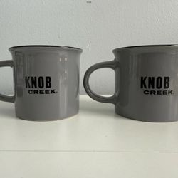 (2) Knob Creek Bourbon Whiskey Ceramic Coffee Mug 8 OZ Gray MINT Kentucky