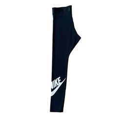 Nike Women’s Medium Black Pull On Stretch Legging Athletic Pants Logo On Leg