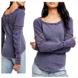 New Free People Crochet Raglan Sleeve Top Size Medium