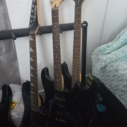 Three project guitars Ibanez Squier Dean