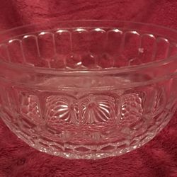 Thick Heavy Clear Glass Bubble Design 8 1/2” x 4” Fruit Salad Punch Centerpiece Bowl FLAWLESS!