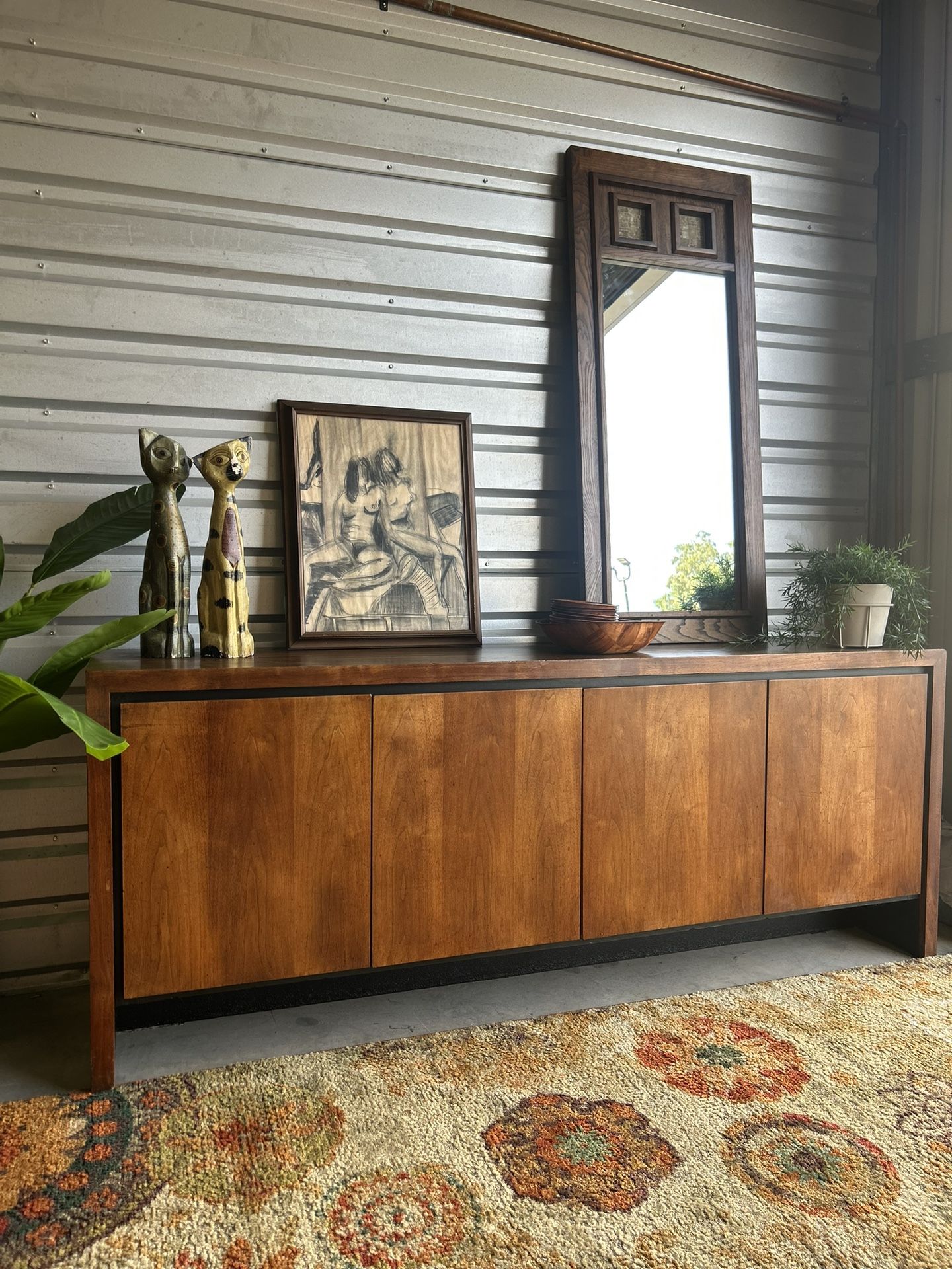 72” Mid Century Merton Gershun for Dillingham Mid Century Walnut Sideboard Buffet Credenza