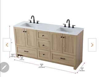 Soma 66" Free Standing Double Basin Vanity Set with Cabinet and Engineered Stone Vanity Top