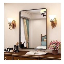 Brand New In The Box-FRALIMK Rectangular Wall Mirror 27x35 Inch Black Metal Frame