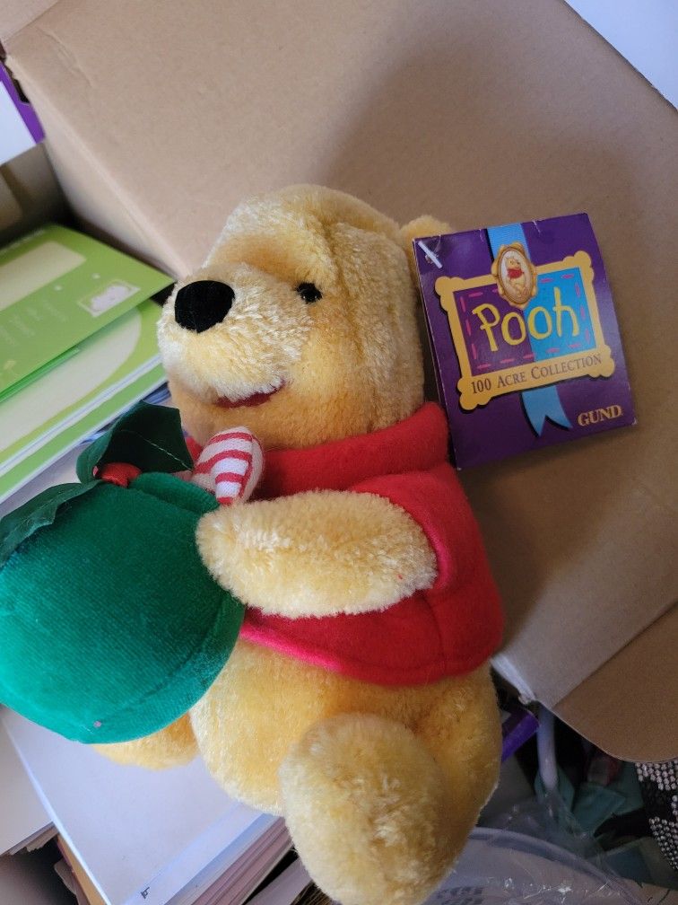 Small Winnie The Pooh Vintage Christmas Plushie