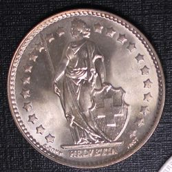 1963 Switzerland 1 Franc Silver Coin BU