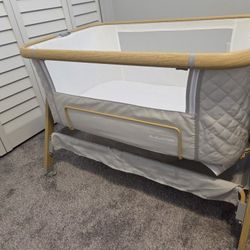 Baby Bedside Crib With Foam Mattress For Newborns And Infants