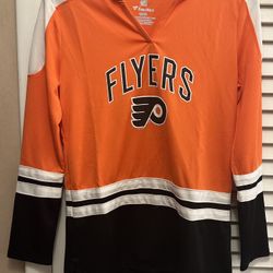 Philadelphia Flyers Fanatics Branded Women's Power Player Long Sleeve Notch Neck T-Shirt - Orange/Black