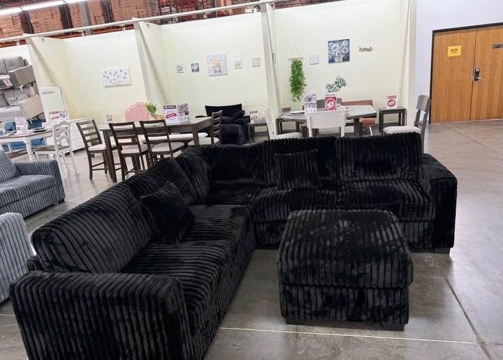 4-pc Sectional Sofa With Ottoman Fur-Like Jumbo Corduroy