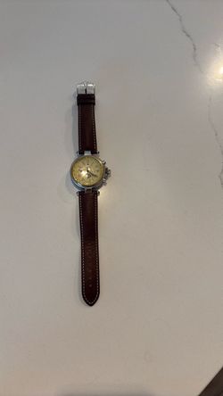 Men's Chronograph Watch Brown Leather Strap