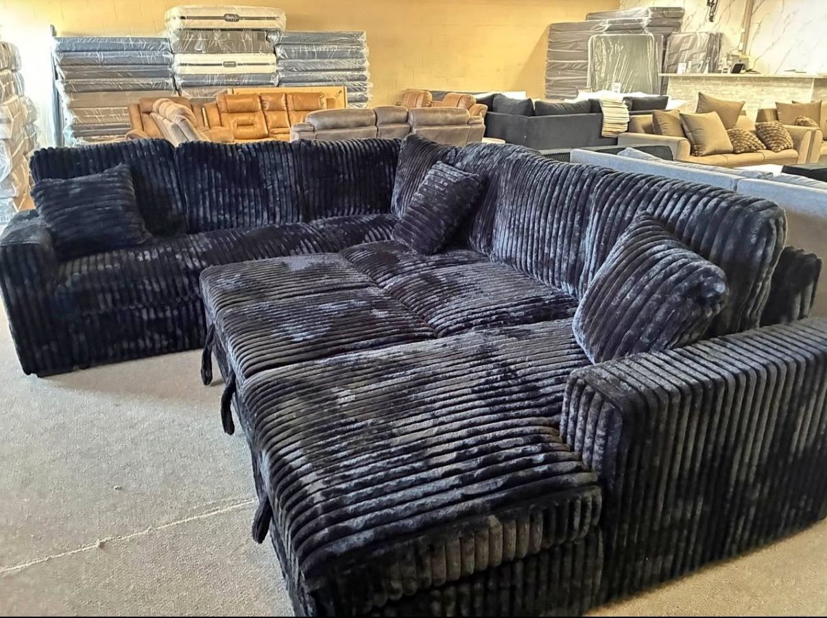 🛋️NEW!! Corduroy Sleeper Sectional Sofa STILL IN BOX 📦 