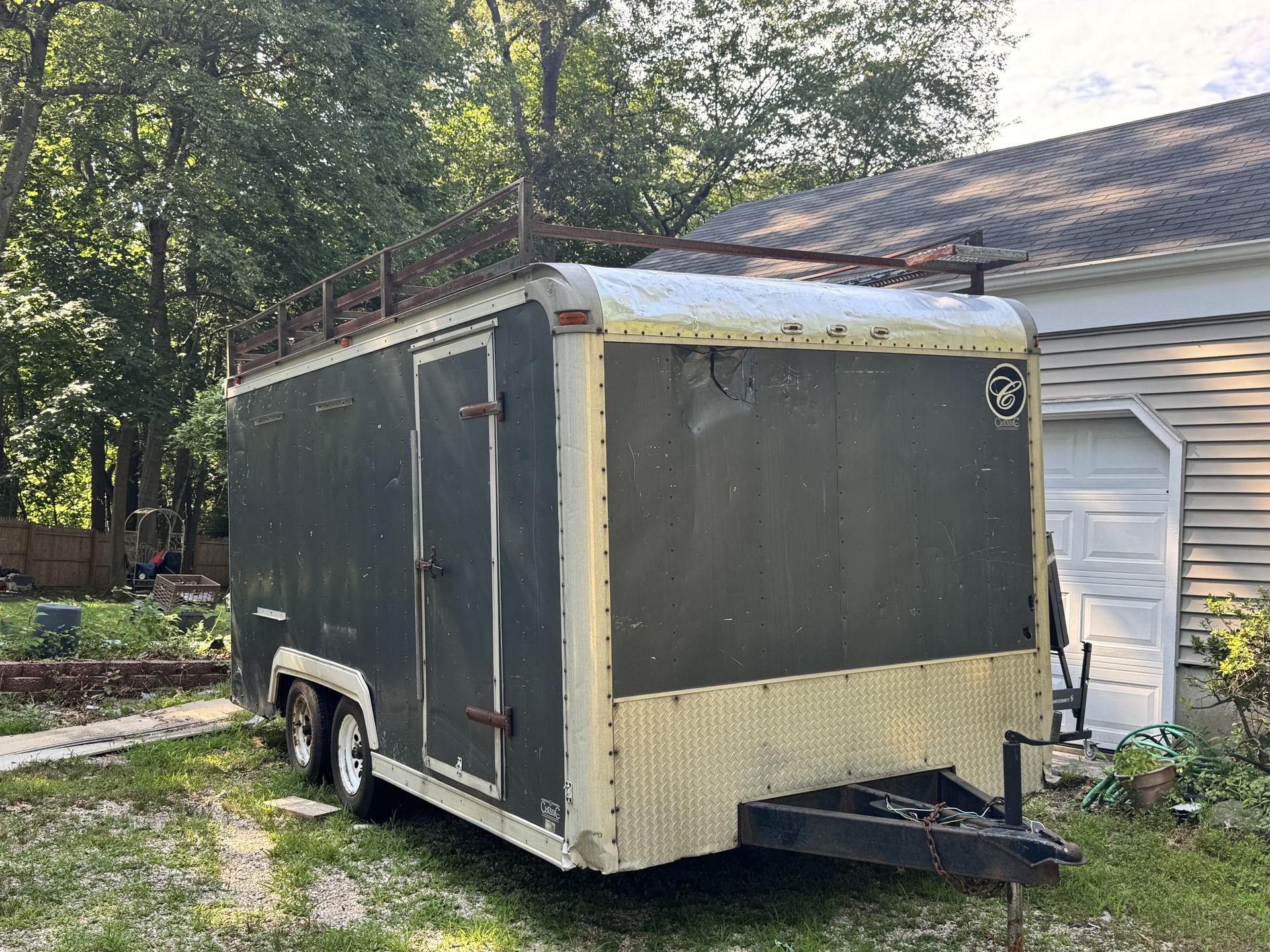HMST 8x16 enclosed trailer with metal roof rack