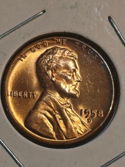 #672 Error 1958 chip on "w" 9" wheat cent coin
