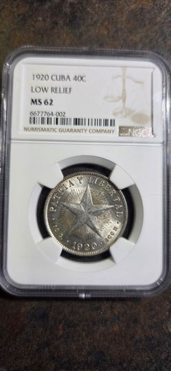 Rare Cuban coin - 1920 40 centavos NGC MS62