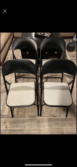 Set of 4 vintage Samsonite padded folding metal chairs