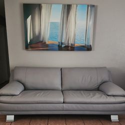 Gray Leather Sofa
