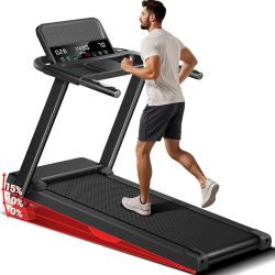 Treadmills for Home, 15% Incline Treadmill, Foldable Display & Heart Rate Sensor, 3.0 HP Brushless Dual Cushion Silent System, 300kg Weight Capacity $