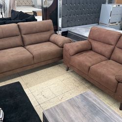 New Brown Sofa And Love Seat