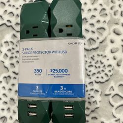 2-pack Surge Protector With USB 