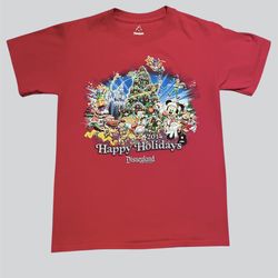 Disney vintage “Happy Holidays” Christmas red T shirt Size Small