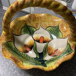 Decorative Fruit Basket Handmade Mexican Pottery