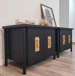 Gorgeous Restored Nightstand Set By Bernhard Rohne
 32”L x 20”W x 25”H