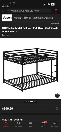 Full over Full Metal Bunk Bed (Silver) - Like New!  Because moving  I want sell it fast