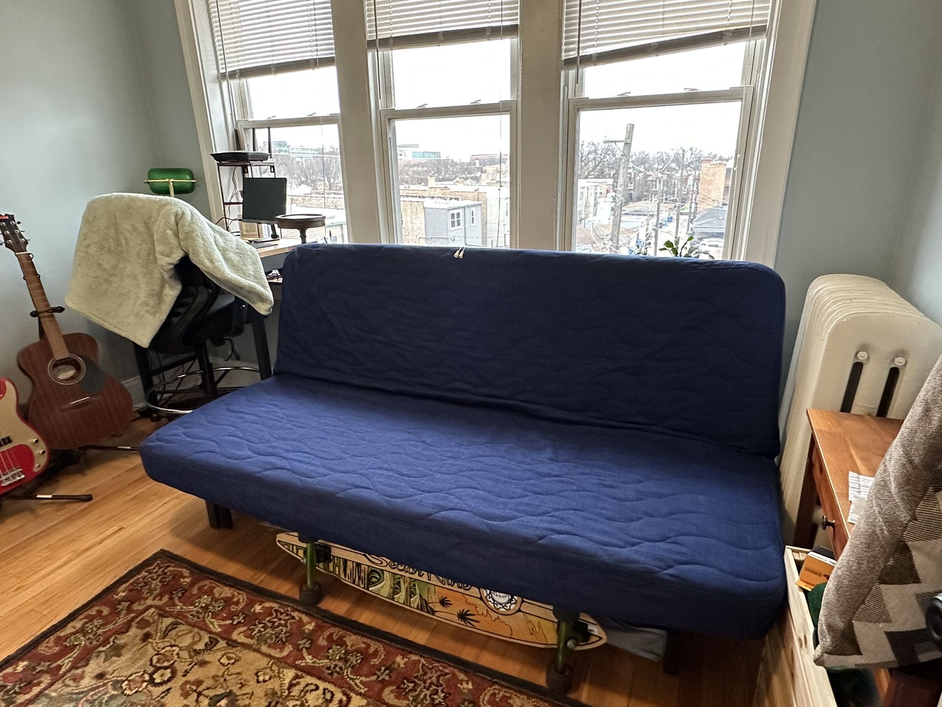 IKEA Blue Futon/Sofa Converts to Queen Size Bed (Nyhamn)