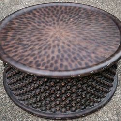 36" Restoration Hardware African Banileke King's Drum Coffee Table - Cameroon