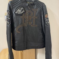 PRICE DROP: ED HARDY/CHRISTIAN AUDIGIER For AVIREX Top Leather Fitted Jacket “L”