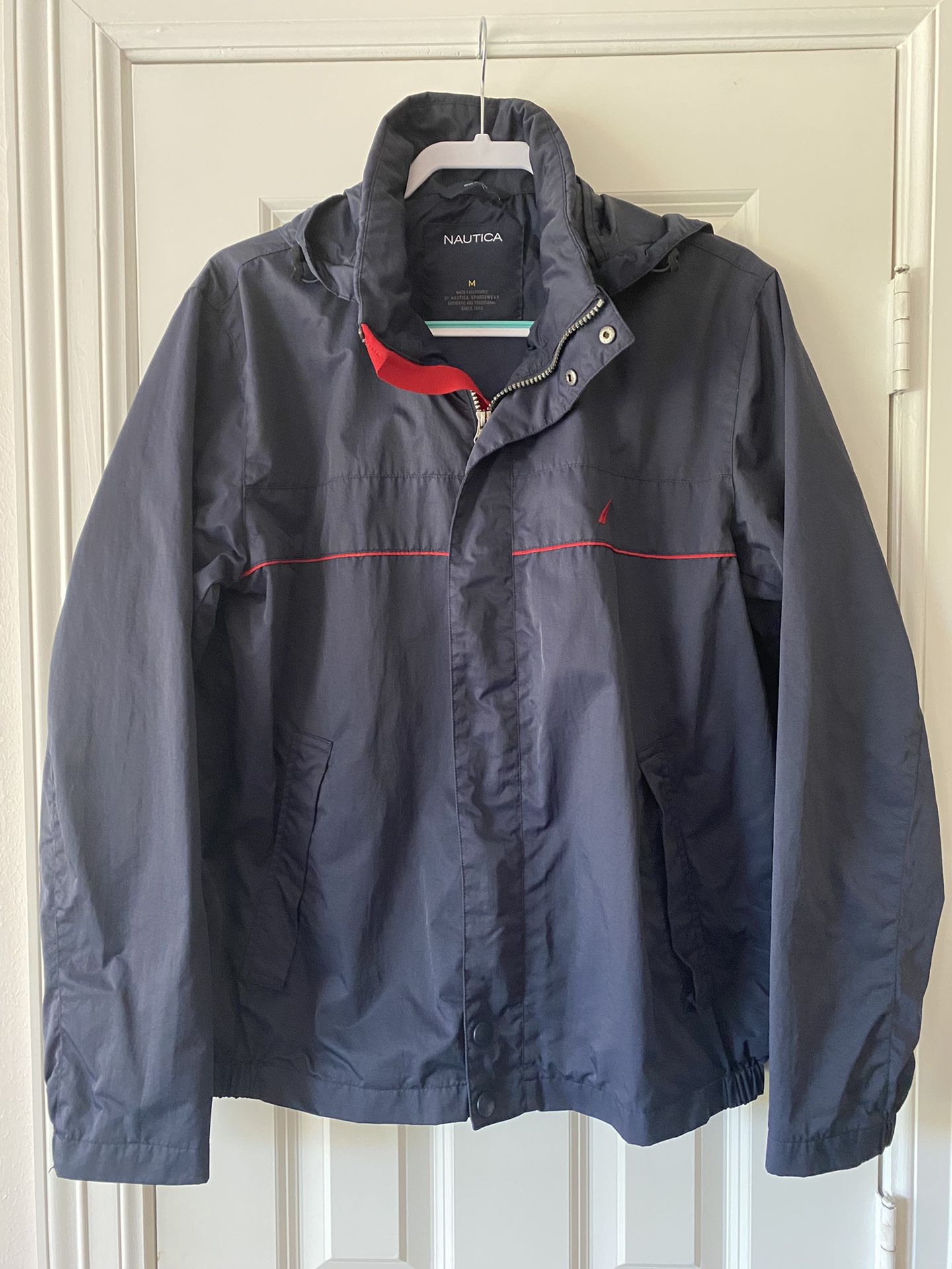 Nautica Windbreaker Jacket -M- Blue Full Zip Hoodie