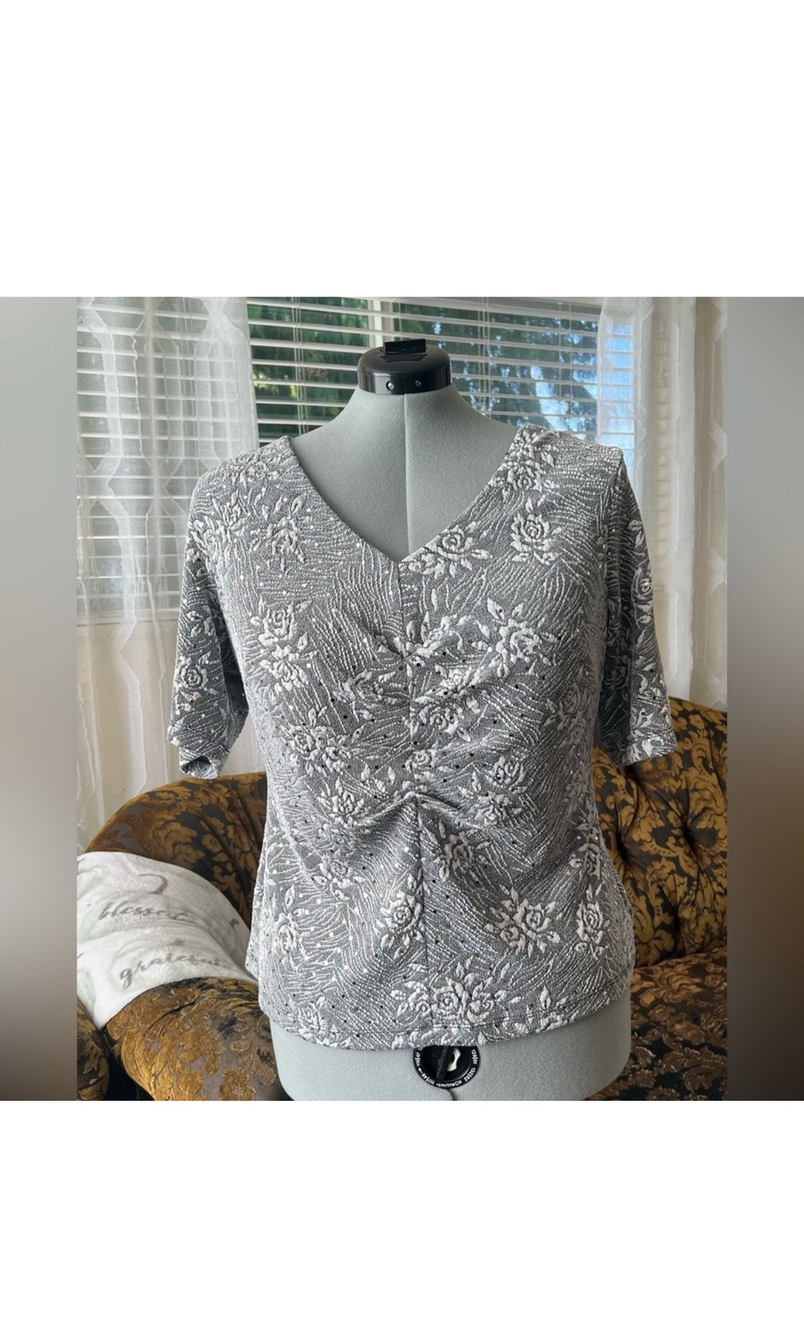 Dress barn Sequin Ruched Top