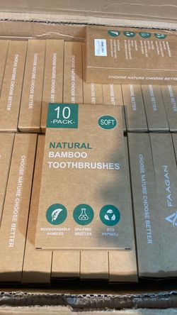 Natural Bamboo Toothbrushes 10-Pack Soft