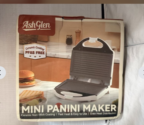 Mini Panini Maker with Ceramic Nonstick Coating – Open Box
