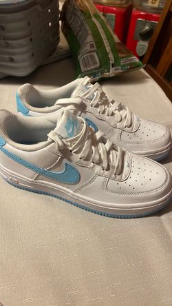Nike Air Force 1 Low 07 White Aquarius Blue Boy Size 4.5Y