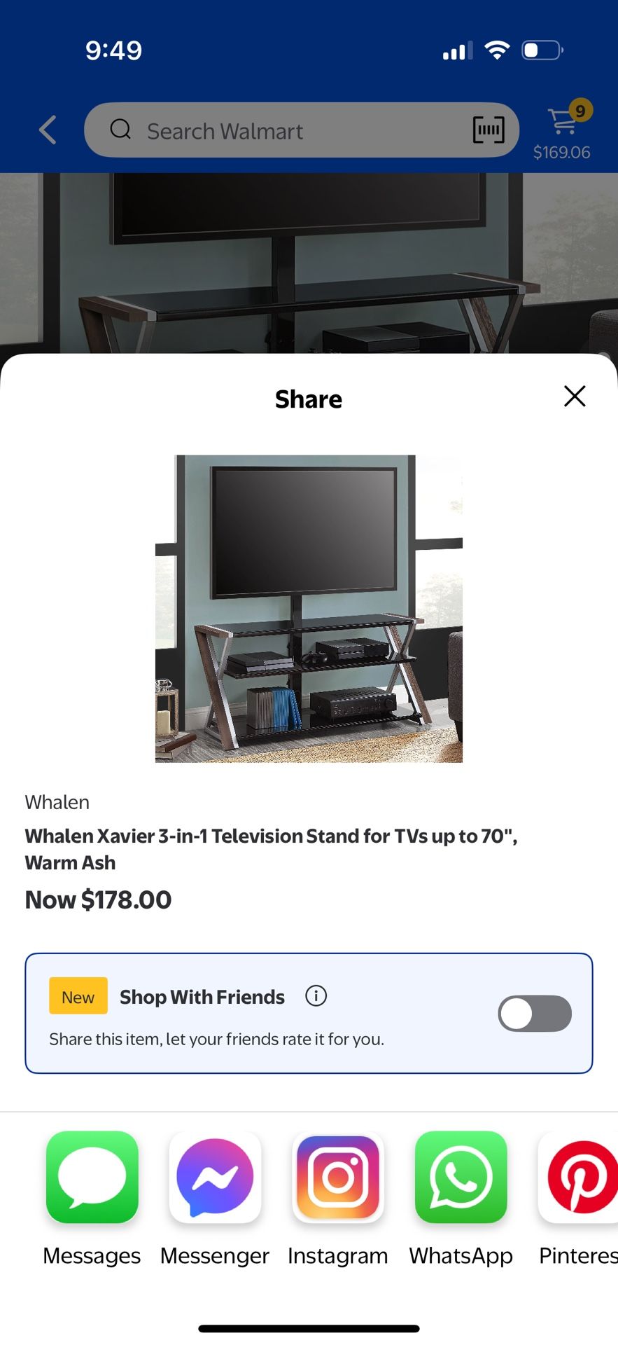 Whalen Xavier 3-in-1 Television Stand for TVs up to 70", Warm Ash