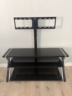 Whalen Xavier Black Glass TV Stand with Mount