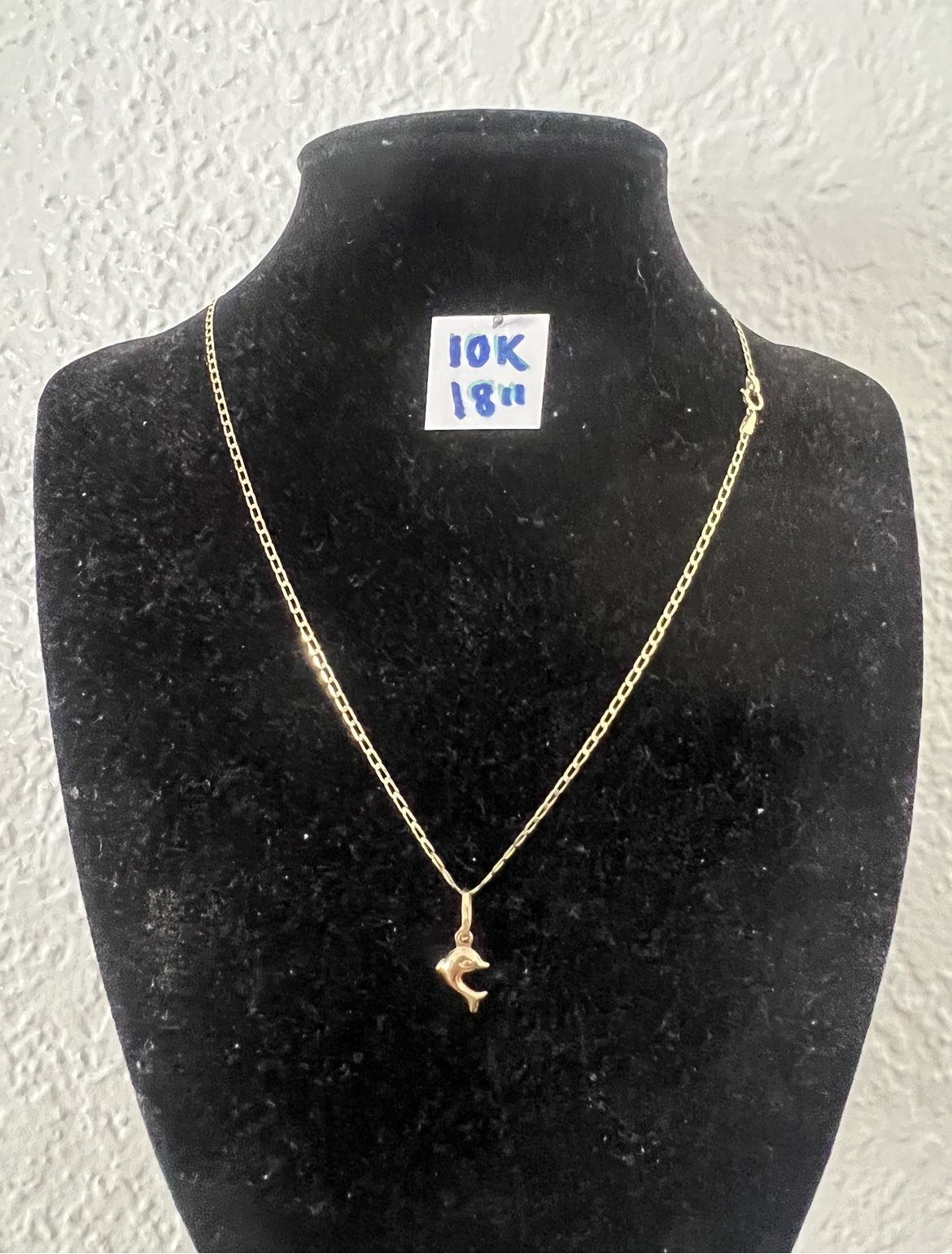 10K Solid Gold Chain and Pendant For Wedding 18 Inches Long 
